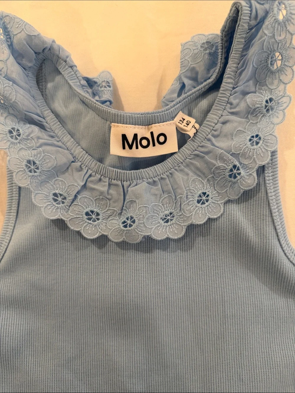 Molo Light Blue Eyelet Collar Twirl Dress